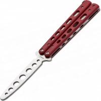 Тренировочный нож-бабочка (балисонг) Balisong Trainer, Boker Plus 01BO712, клинок из нержавеющей стали Zero-ground Plain (без заточки), рукоять стеклотекстолит G10, красный купить в Калуге