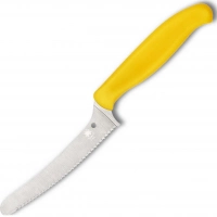 Универсальный кухонный нож Spyderco Z-Cut Serrated Offset Kitchen, сталь CTS™ — BD1 Alloy, рукоять желтый полипропилен купить в Калуге