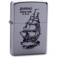 Зажигалка ZIPPO Boat-Zippo Satin Chrome, латунь с ник.-хром. покрыт., сереб., матовая, 36х56х12мм купить в Калуге