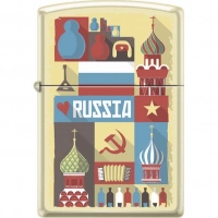 Зажигалка ZIPPO Открытка из России, латунь/сталь с покрытием Cream Matte, кремовая, 36x12x56 мм купить в Калуге