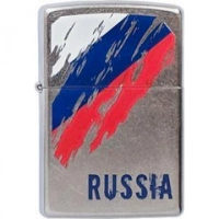 Зажигалка ZIPPO Russia Flag Satin Chrome, латунь с ник.-хром. покрыт., серебр., матовая, 36х56х12 мм купить в Калуге